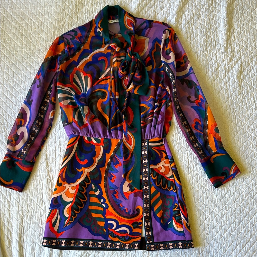 🌺 Zara Limited Edition Retro "Pucci-Style" Mini Dress 🥂🪙